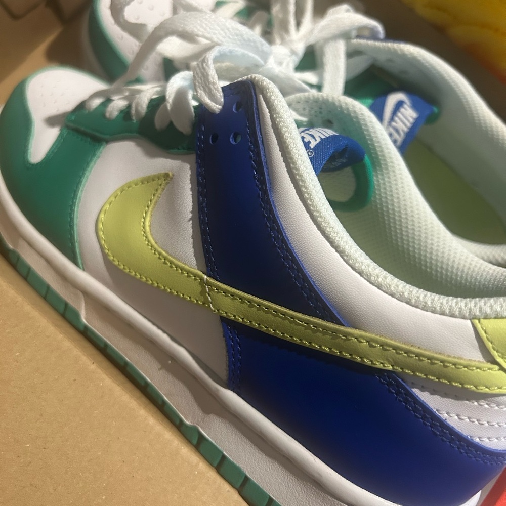 Nike Kids Sneakers in Blue, Green, and Yellow